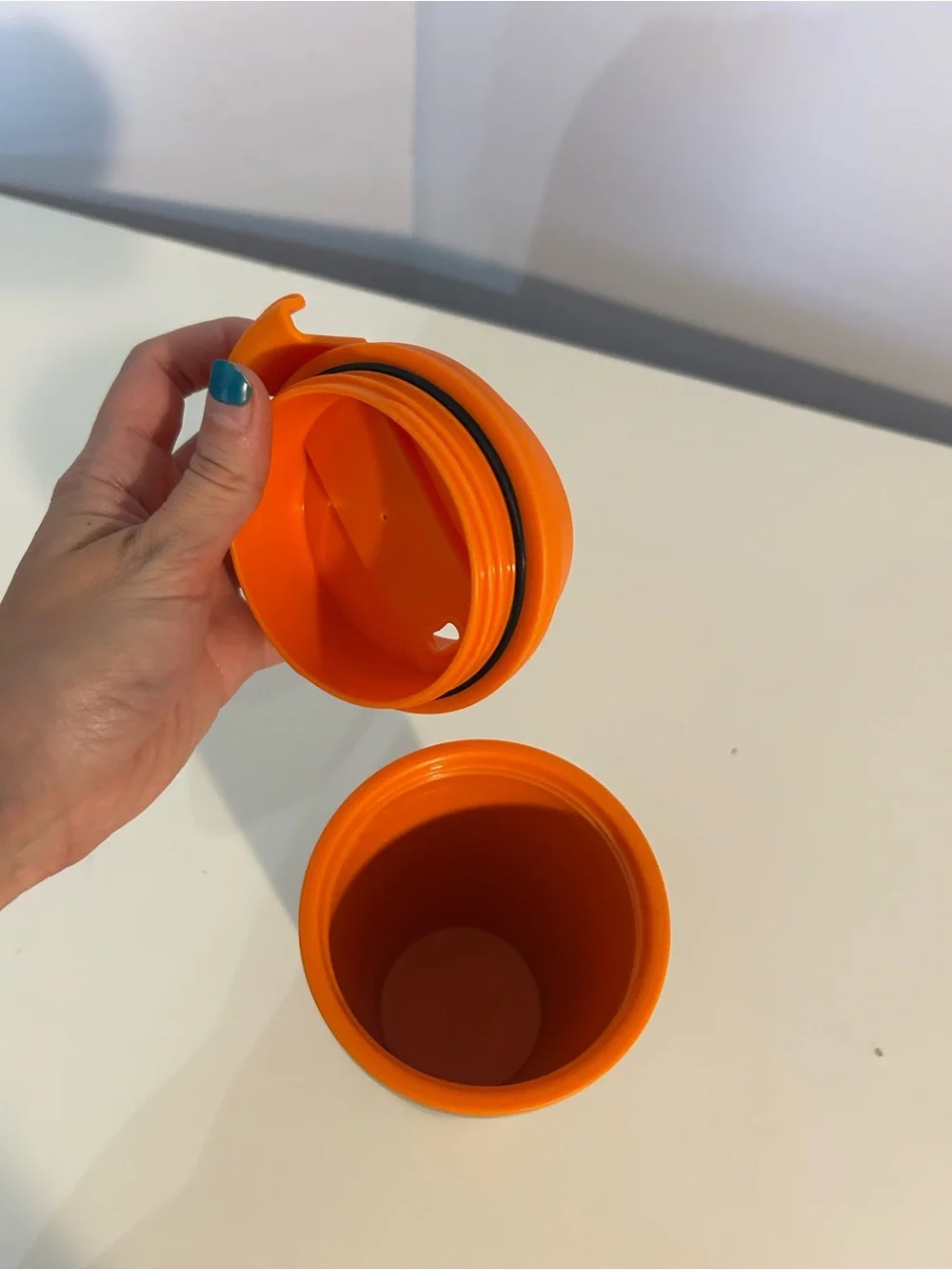 Dunkin Dounts- vintage Stainless Steel Travel Mug with Orange Lid